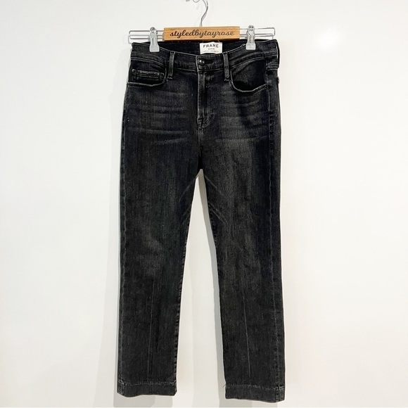 Frame Denim Le Nouveau Straight Jeans in Castelo Black Wash - Picture 3 of 11